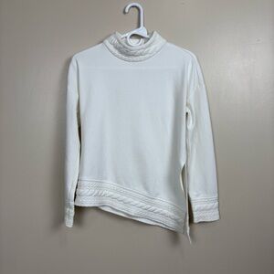 Abbey Glass Sweater Women XS Ivory Asymmetrical Pull Over Casual Comfort Minimal
